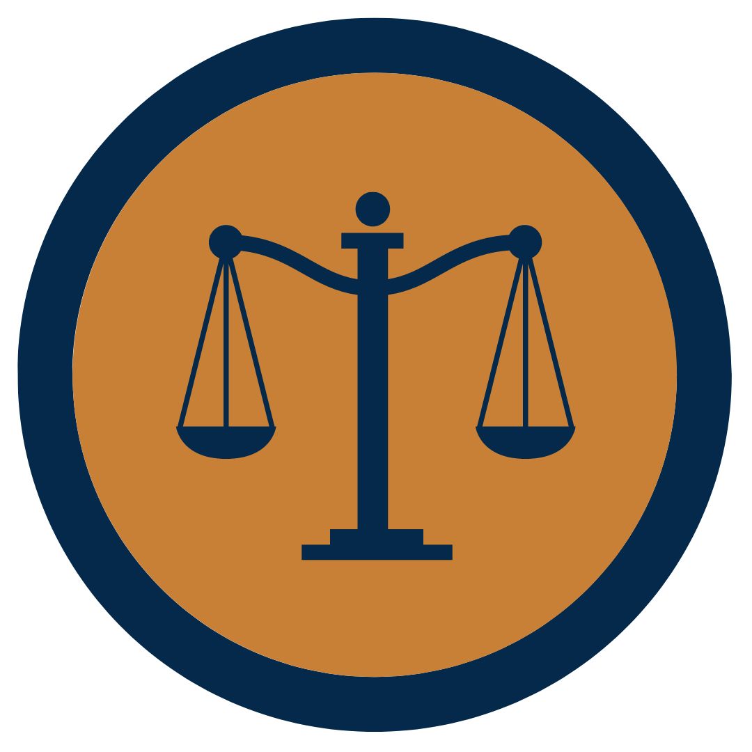 Icon of justice scales in a circle