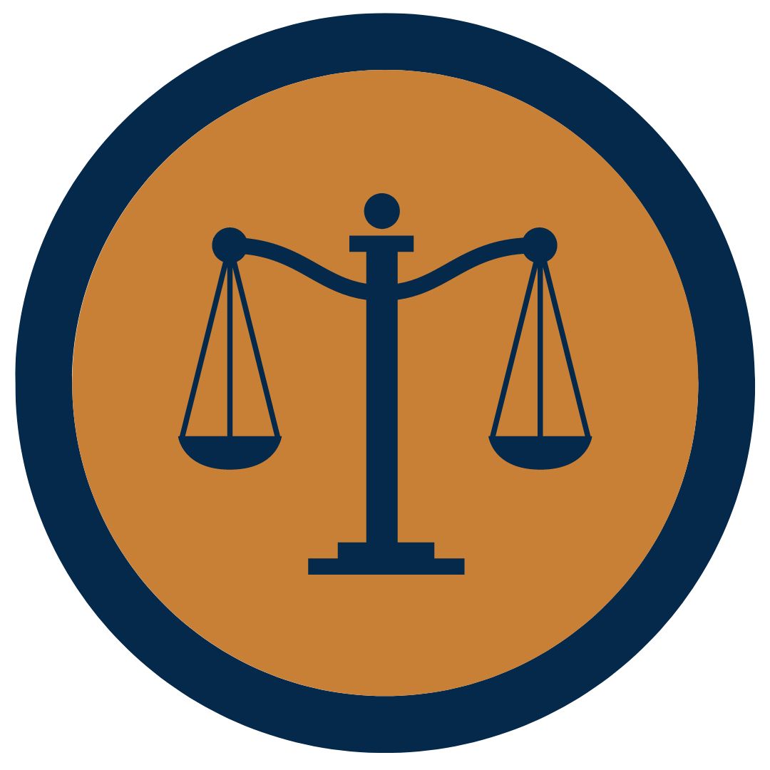 Icon of justice scales in a circle