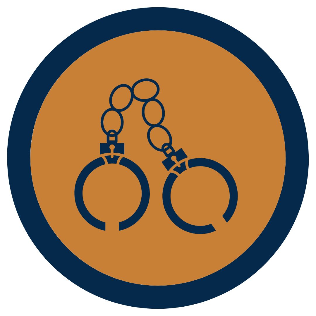 Icon of handcuffs in a circle
