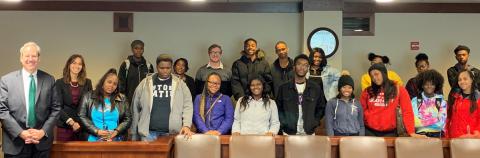 Judge Michael Newman Meets with Students from Thurgood Marshall School